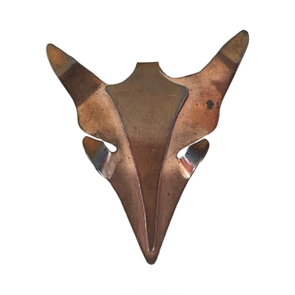 Stylized Copper Animal Head Brooch